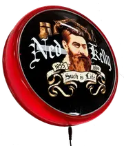 Ned Kelly Such is Life LED Bar Lighting Wall Sign Light RED Button