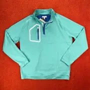 PETER MILLAR Mens LARGE Forge Performance Quarter-Zip Pullover Billiard Teal
