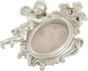 Generic Angel Photo Frame Ornaments Home Decor Vintage Decor Living Room Ornament Photo Ornament Christmas Photo Ornaments Oval Photo Display Photo Holder Frame Cherub Decor Resin Silver