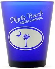 Myrtle Beach SC Palm Moon Cobalt Blue Frosted Shot Glass