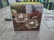 Shannon by Godinger Lotus Crystal Votive Candle Holders 4 3/4" Set of 2