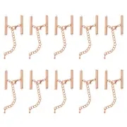 10Sets Slide on End Clasps, 30mm Tube Slider Crimp Cord Ends, Rose Gold
