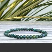 Natural Moss Agate 4mm Small Beads Healing Heart Chara Elastic Handmade Bracelet