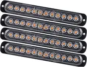 TGMGADANTV 4pcs Emergency Strobe Led Light Warning Side Marker Blinking Amber LED Light Bar Police Flash Good 12/24V Light For Car Vehicles Car signal lights(Amber-Red-Amber)