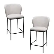 Raimon Furniture Set Of 2 Paolo Modern Boucle Fabric Kitchen Counter Bar Stool - White