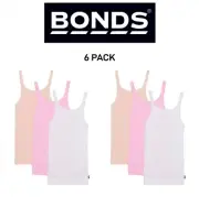 Bonds Girls Teena Singlet Super Stretchable Stay Comfortable 6 Pack UYG43A