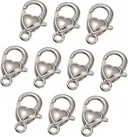JEWEDECO 10pcs Alloy Lobster Clasps Love Pattern Lobster Clip Charms DIY Keychain Making Accessory