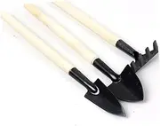 Totority 3Pcs Mini Garden Planting Tools Set Shovel Rake Spade with Wooden Handle for Compact Lightweight Gardening Tools for Easy Digging and Weeding