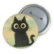 Custom Pin Button Badge Whimsical Cat in Pastel Paradise