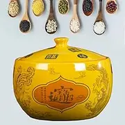 Ceramic Rice Bucket With Lid, Large Ceramic Rice Container, Household Food Storage Jar, Kitchen Decor Canister For Rice Soybeans Corn Flour Oatmeal