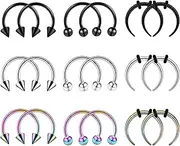 [Longbeauty] 16G Stainless Steel Cartilage Tragus Helix Horseshoe Rings Earrings Lip Rings Nose Rings Piercing Jewellery for Women Men