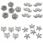 100 Silver Flatback Resin Glitter Various Cabochons Appliques For phone wedding