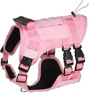 Tactical Dog Harness for Medium Large Dogs No Pull, Military Dog Harness with Handle,Service Dog Vest with Molle & Loop Panels, Adjustable Pet Harness for Training Hunting Walking…