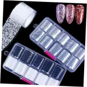 20 Roll Nail Foil Transfer Sticker Kit - Black, Black & White/ Laser Silver