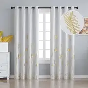 Greyish White Room Darkening Curtains 84 52Wx84L Greyish White/Gold Print