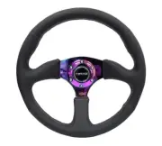 NRG Steering Wheel Black Leather Neochrome Center 350mm Deep Dish (RST-023MC-R) (for: Nissan)