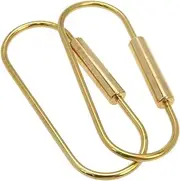[LC LICTOP] Ellipse Shape Key Ring Brass Lock Clip Key Holders 2pcs, Gold