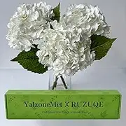 YalzoneMet 3PCS White Hydrangea Artificial Flowers 21inchs Real Touch Faux Hydrangea Flowers for Wedding Tables Centerpieces Fake Flowers for Party Home Kitchen Decor