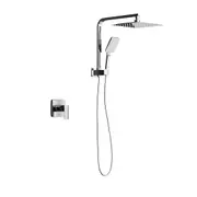 Welba 10" Rain Shower Head Set With Mixer Square 3-Mode Handheld Shower Chrome