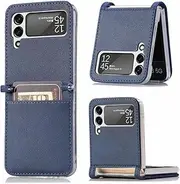 for Samsung Z Flip 4 3 Case for Samsung Galaxy Z Flip4 5G Flip3 Flip 4 3 Card Slot Leather Bag,Blue,for Galaxy Z Flip 4