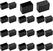 Seimneire 20pcs Rectangle Chair Leg Caps, 1.2" x 0.6" / 30 x 15mm Anti-Slip Chair Leg Floor Protectors PVC Rubber Pads Furniture Table Feet Covers, Black