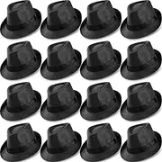 [Coume] 16 Pcs Straw Fedora Hats 1920s Classic Fedora Hats Short Brim Hat Summer Hats for Man Women Straw Hats Panama Hat