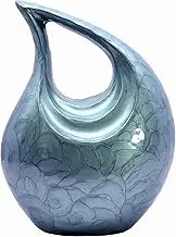 eSplanade Metal Cremation Urn Memorial Jar Pot Container | Full Size Urn for Ashes Funeral Burial | Teardrop Urns | Grey - 10" Inches (Grey)