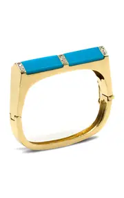 [Jenna Blake] Pyramid 18K Yellow Gold Turquoise, Diamond Bangle