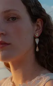 [Grainne Morton] 18K Gold Plated Silver, Vintage Crystal and Rhinestone Three Charm Vintage Crystal Earrings