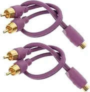 WEKADRIN 2Pcs Dual RCA Audio Splitter Cable RCA Female to RCA Male Y Adapter for Car Amplifier and Speaker Connection Durable Violet Design for Enhanced Sound Clarity and Bass Depth