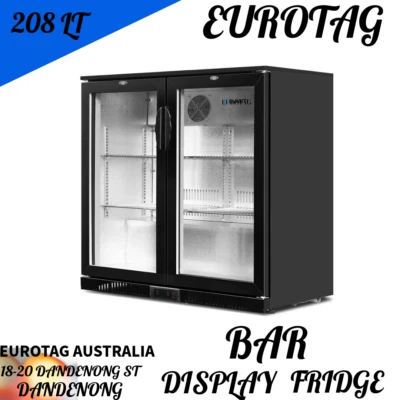 EUROTAG 208LT 2 DOOR UNDER BENCH BACK BAR DISPLAY FRIDGE BRAND NEW 1 YEAR WAR