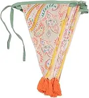 Talking Tables Yellow & Orange Boho Fabric Bunting with Tassels - 10ft | Triangle Flag Pennant Garland, 100% Cotton, Paisley Summer Party Decorations, Festival, Indoor Home Décor
