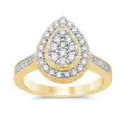 Bevilles Meera Pear Shaped Ring with 1/2ct of Laboratory Grown Diamonds in 9kt Yellow Gold