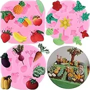 RFGHAC Fruit Vegetable Silicone Moulds Leaf Fondant Mould for Cake Cupcake Topper Decoration Chocolate Candy Clay Gum Paste Set of 3