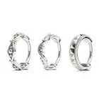 Sterling Silver Geometric Cartilage Hoops Set of 3, Handmade Jewelry Rare Gift