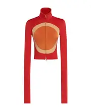 Red jersey jacket with circle inlays IT36