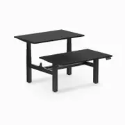 Desky Back to Back Black Melamine Sit to Stand Office Desk 1200x750mm Matte Black Height Adjustable Leg