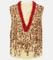 [Dries Van Noten] Dries Van Noten Embellished top AU 10 green