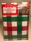 Christmas Red Green White Plaid Vinyl Tablecloth 60”x84” Rectangle Farmhouse