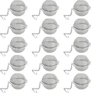 Septo Stainless Steel Tea Infuser, 15Pcs Loose Leaf Tea Steeper, Silver, Round, Tea Ball Strainers for Loose Tea, Green, Oolong, White, Black, Chai