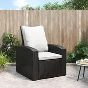 Garden Chair Garden Reclining Chair with Cushions Black Poly Rattan Patio Seating