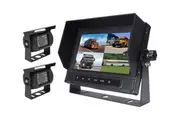 Elinz 7" Quad Screen Waterproof Monitor HD 12V/24V Reversing CCD Camera Mining Vehicle Truck Caravan Boat with 2 Camera and 2x 10M Cable