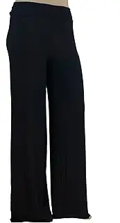 [Stylzoo] Women's Plus Size Premium Modal Rayon Softest Ever Palazzo Solid Stretchy Knit Pants Made in USA with Premium Fabric
