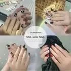 Press on Nails Fake Nials Glitter Leopard Print French False Nails Short Square