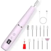 Cordless Electric Nail Drill, Portable Nail File Kit for Acrylic, Portable Home Manicure Kit, Purple