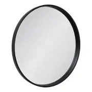 32" x 32" Travis Circular Round Wood Accent Wall Mount Mirror Black