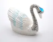 Bejeweled Swan Trinket Box. Hand Detailed with Austrian Crystals & Enamel