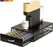 Coffee Pod Holder Drawer Compatible with Nespresso Vertuoline Dolce Gusto Black