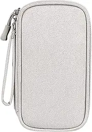 Digital Storage Pouch Elegant Grey Dual Hard Drive Protector Portable Cable Organizer Case for Data Cables USB Drives Headphones for Travel and Daily Use