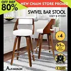 ALFORDSON 4x Swivel Bar Stools Eden Kitchen Wooden Dining Chair WHITE